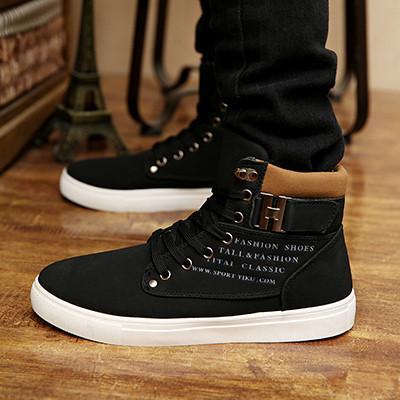 New 2017 Hot Men Shoes Sapatos Male Fashion Spring Autumn PU Leather Ankle Boots For Men Casual High Top Shoes Canvas Men Boots
