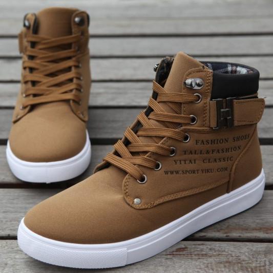 New 2017 Hot Men Shoes Sapatos Male Fashion Spring Autumn PU Leather Ankle Boots For Men Casual High Top Shoes Canvas Men Boots