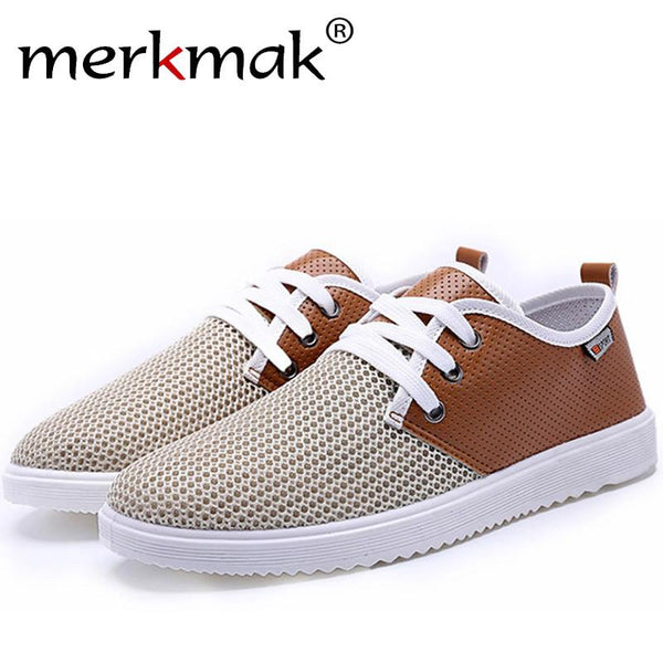 Merkmak Casual Flat Men Shoes Fashion Trend Lace-up Shoes Office Soft Driving Men Shoes Loafers Breathable Shoe Weaving Classics