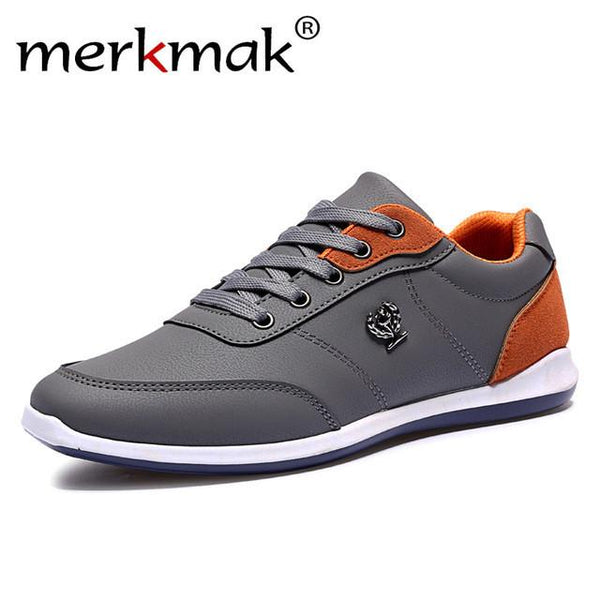 Merkmak New Men Casual Shoes Lace Up Brand Designer Men's Shoes Fashion Outdoor Male Footwear For Mens Black Blue Flat Shoes