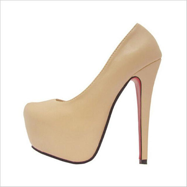 Merkmak Stylish Sexy High Heels Brand 14cm Heel Bottom For Women Shoes Wedding Party PU leather Sapatos Femininos Platform Shoes