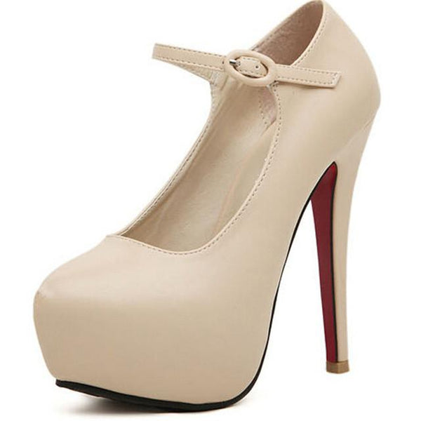 Merkmak Stylish Sexy High Heels Brand 14cm Heel Bottom For Women Shoes Wedding Party PU leather Sapatos Femininos Platform Shoes