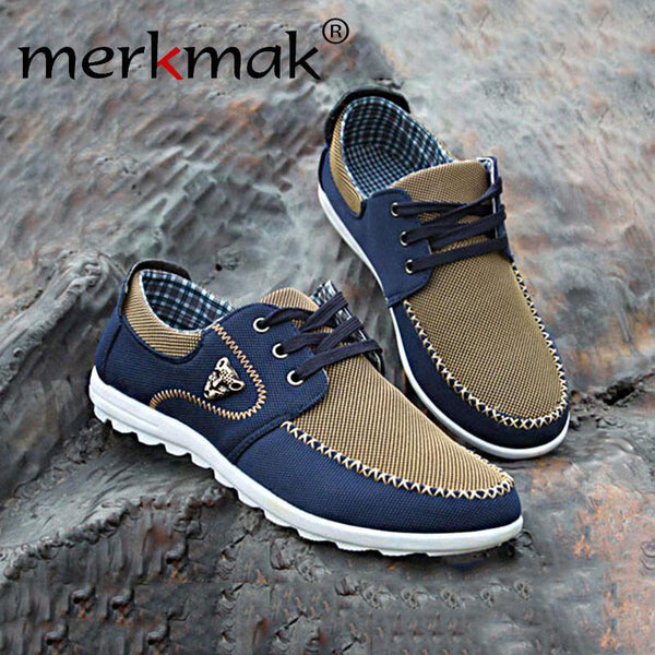 Merkmak Summer Casual Canvas Men Shoes Breathable Soft Driving Male Casual Shoes Men Flats Fashion Students Big Size 46 Footwear