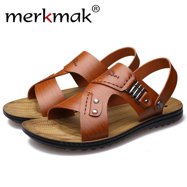 Merkmak Casual Sandals Men's Shoes Fashion Brand Summer Beach Man Handmade Metal Slippers Flat Breathable Footwear Drop Shipping