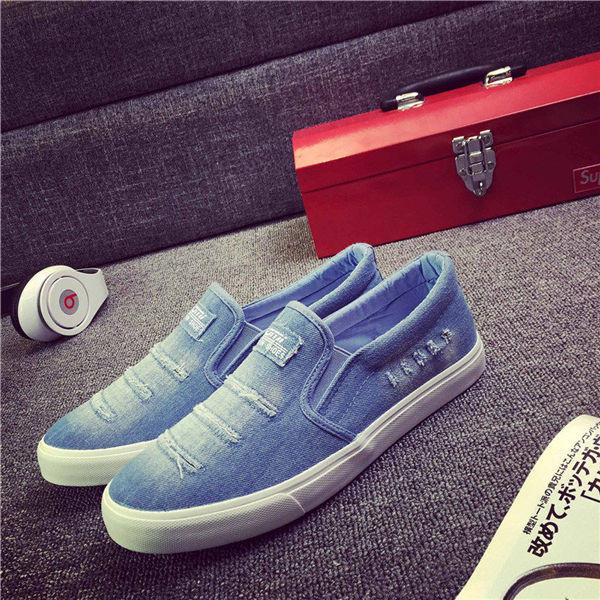 Dropshipping Men Canvas Shoes Slip On Men Loafers for Mens Driving Shoes Fashion Unique Worn-off Design Men Flat Shoes