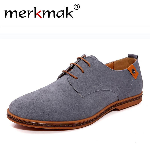 New 2017 Fashion Men Shoes Suede Leather Casual Flat Shoes Lace-up Men's Flats for Man Rubber Outsole Driving Shoes Footwear
