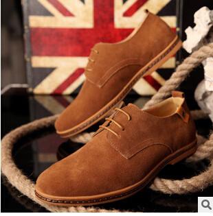 New 2017 Fashion Men Shoes Suede Leather Casual Flat Shoes Lace-up Men's Flats for Man Rubber Outsole Driving Shoes Footwear