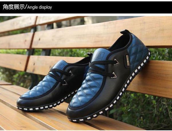 Merkmak British Style PU Leather Men's Casual Flat Shoes Office Soft Driving Shoes Fashion Trend Llace-up Shoes Classic Loafers