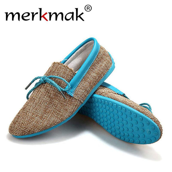 Merkmak Trendy Casual Men Beach Loafer Shoes Breathable Summer Weaving Hemp Man Flats Soft Driving Shoes Mocassins Drop Shipping