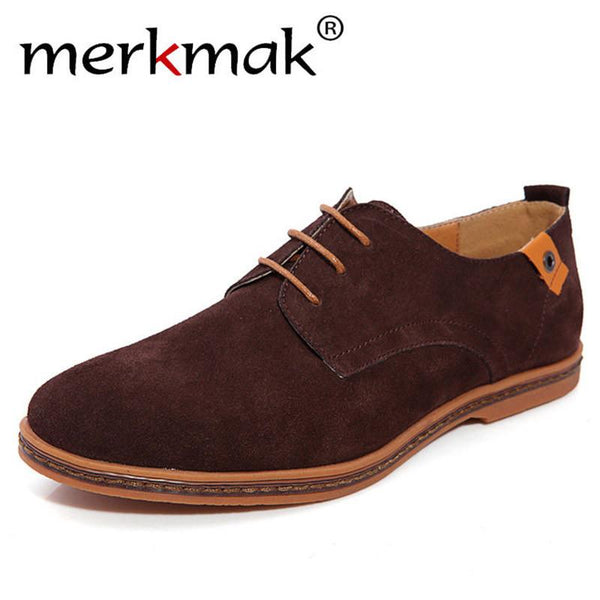 Merkmak 2017 Fashion Men Shoes Suede Leather Casual Lace-up Men's Flats Shoes for Man Rubber Outsole Driving Footwear Drop Ship