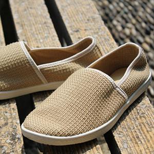 Merkmak Summer Breathable Men Hemp Knited Summer Flat Shoes Fashion Outdoor Style Light  Soft Men Casual Leisure Male Footwear