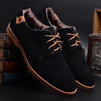 Big Size EU 38-48 Men Flat Shoes Men Summer Breathable Winter Warm Fashion Casual Shoes Brand Men's Flats Suede Leather Footwear