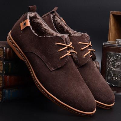 Big Size EU 38-48 Men Flat Shoes Men Summer Breathable Winter Warm Fashion Casual Shoes Brand Men's Flats Suede Leather Footwear