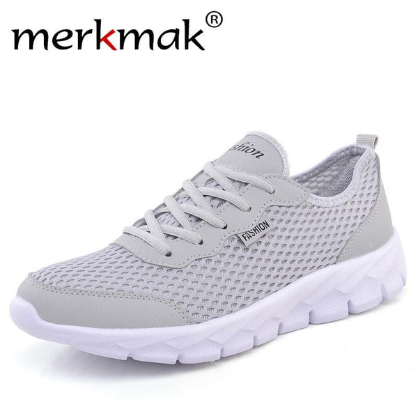 Merkmak Brand Men Casual Shoes Breathable Lace-Up Mesh Shoes Lightweight Comfortable Couple Lovers Footwear Plus Size 34-48
