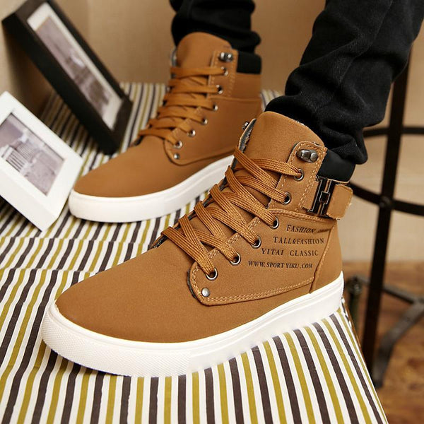 2017 Hot Sale Spring Winter Men Ankle Boots Fashion Men Shoes with Thick Fur Casual Shoes British Style Male High Top Mens Shoes