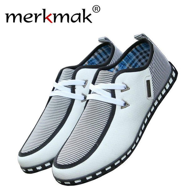 Merkmak New Fashion Canvas Men Shoes Brand Men's Flats Breathable Lace-up Business Shoes High Quality Plus Big Size 39-46