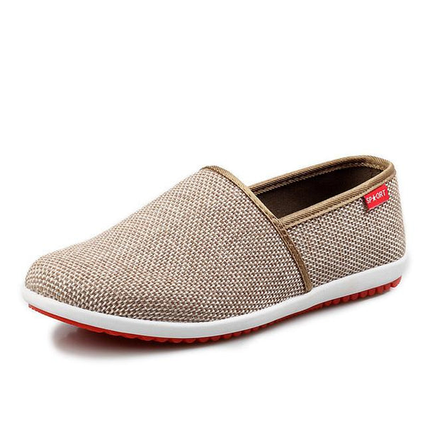 Merkmak Casual Shoes Flats Men Summer Beach Breathable Slipper Handmade Hemp Men Casual Light Soft Slip-on Loafers Driving Shoes