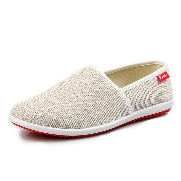 Merkmak Casual Shoes Flats Men Summer Beach Breathable Slipper Handmade Hemp Men Casual Light Soft Slip-on Loafers Driving Shoes