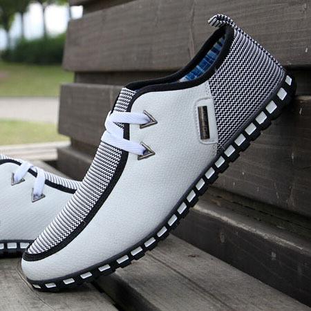 Merkmak Fashion Canvas Male Shoes Flats Men's Flats Breathable Lace-up Business Shoes Casual Soft Driving shoes Plus Big Size 46