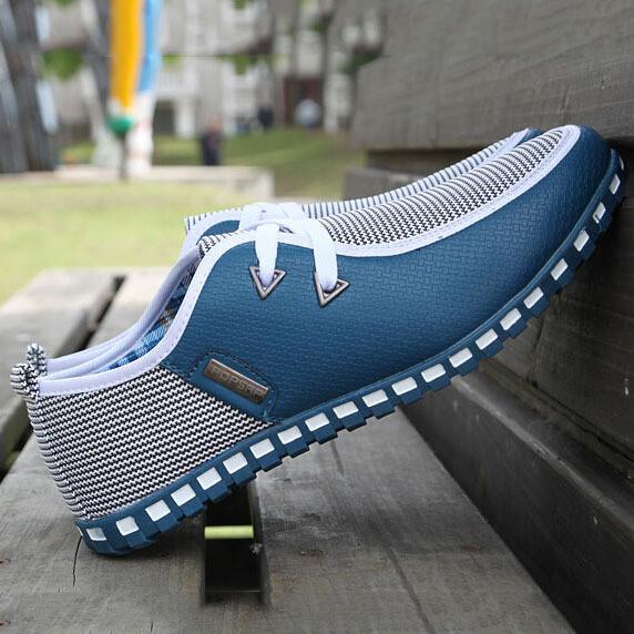 Merkmak Fashion Canvas Male Shoes Flats Men's Flats Breathable Lace-up Business Shoes Casual Soft Driving shoes Plus Big Size 46