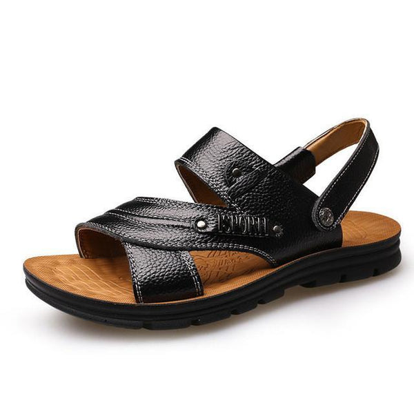 Merkmak New Arrive 2017 Men Summer Sandals Mens Genuine Leather Shoes Casual Beach Sandals Slippers two-in-one Flats Shoes