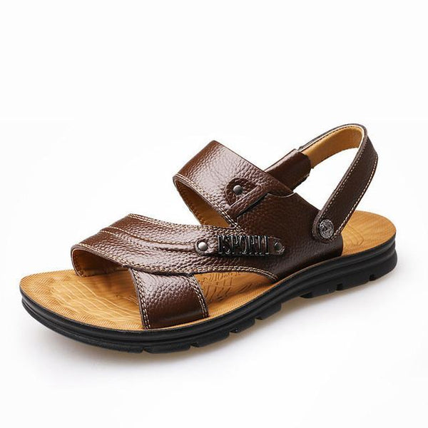 Merkmak New Arrive 2017 Men Summer Sandals Mens Genuine Leather Shoes Casual Beach Sandals Slippers two-in-one Flats Shoes