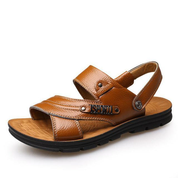 Merkmak New Arrive 2017 Men Summer Sandals Mens Genuine Leather Shoes Casual Beach Sandals Slippers two-in-one Flats Shoes