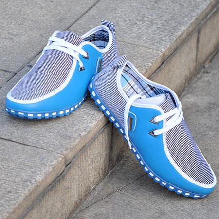 New British Style Men's Flats Fashion Striped Breathable Lace-Up Casual Zapato Flat Shoes Casual Men Shoes Free Shipping LS001