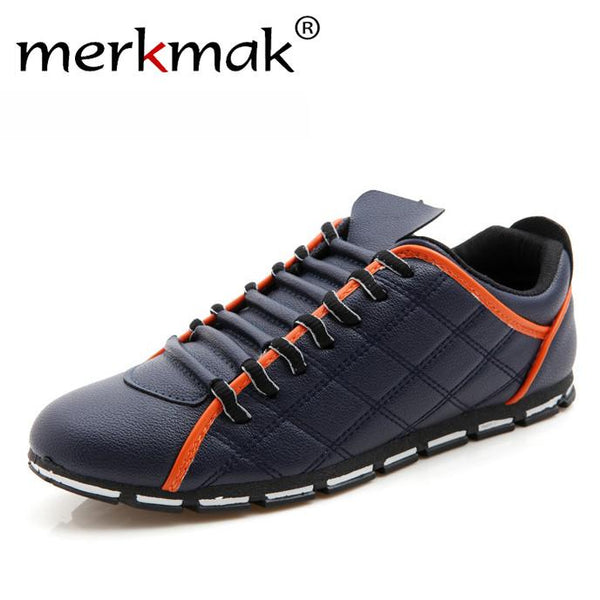 New 2017 High Quality Men PU Leather Flats Lace Up Fashion Casual Leisure Men's Flat Shoes Loafers Soft Light Male Footwear