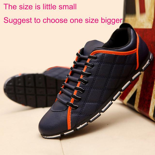 New 2017 High Quality Men PU Leather Flats Lace Up Fashion Casual Leisure Men's Flat Shoes Loafers Soft Light Male Footwear