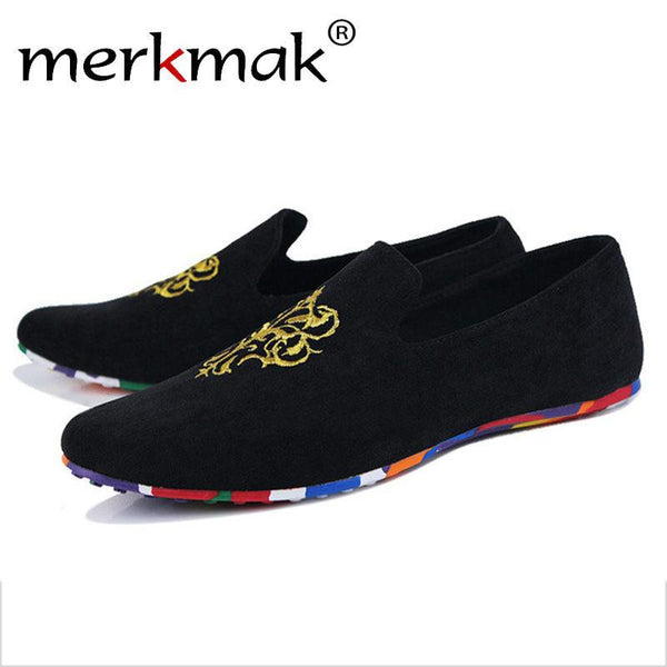 Merkmak Luxury Brand Flock Men Flats Shoes Fashion Casual Loafer Driving Flats Footwear Man Breathable Soft Moccasins Wholesales