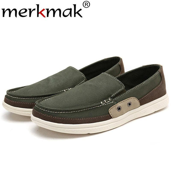 Merkmak Canvas Men Flats Shoes Leisure Handmade Loafer Comfortable Male Shoes Slip On Footwear Plus Big Size 39-48 Drop Shipping