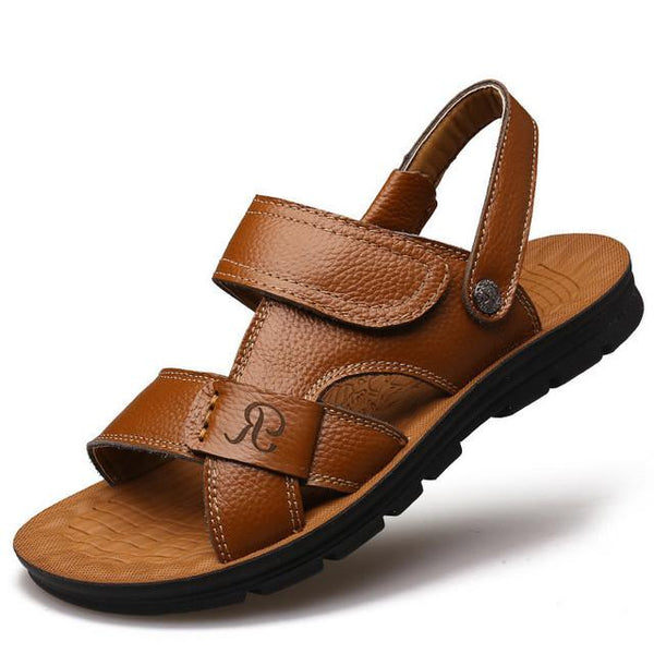 Merkmak Summer Men Sandals Slippers Two-in-one Shoes Casual Fashion Genuine Leather Beach Holiday Footwear Comfort Leisure Shoes