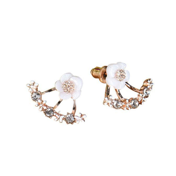 1Pair Fashion Women Crystal Rhinestone Ear Stud Daisy Flower Earrings Jewelry