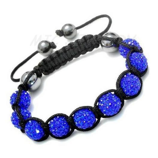 10mm Crystal Ball Bead Friendship Shamballa Adjustale Bracelet Black