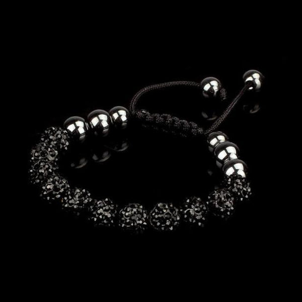 10mm Crystal Ball Bead Friendship Shamballa Adjustale Bracelet Black