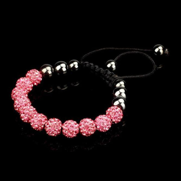 10mm Crystal Ball Bead Friendship Shamballa Adjustale Bracelet Black