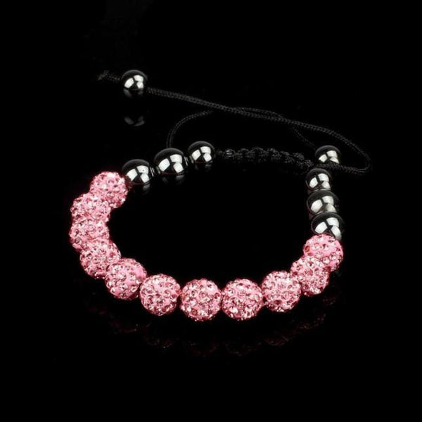 10mm Crystal Ball Bead Friendship Shamballa Adjustale Bracelet Black