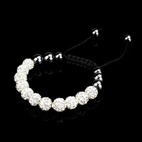 10mm Crystal Ball Bead Friendship Shamballa Adjustale Bracelet Black