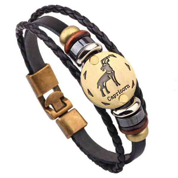 12 Constellations Bracelet Fashion Jewelry Leather Bracelet Personality Aries