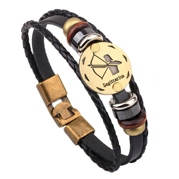 12 Constellations Bracelet Fashion Jewelry Leather Bracelet Personality Aries