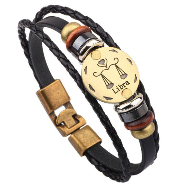 12 Constellations Bracelet Fashion Jewelry Leather Bracelet Personality Aries