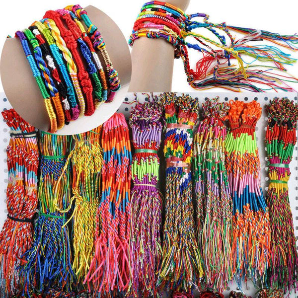 100Pcs Wholesale Jewelry Lot Braid Strands Friendship Cords Handmade Bracelets