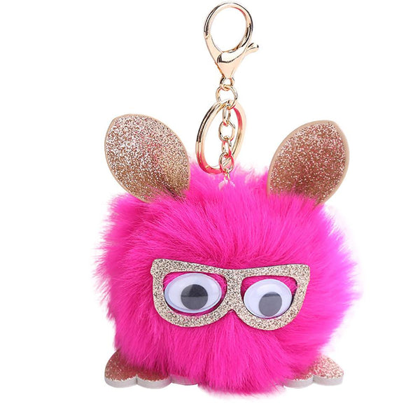 10CM Cute Owl Pendant Women Key Ring Holder Pompoms Key Chains