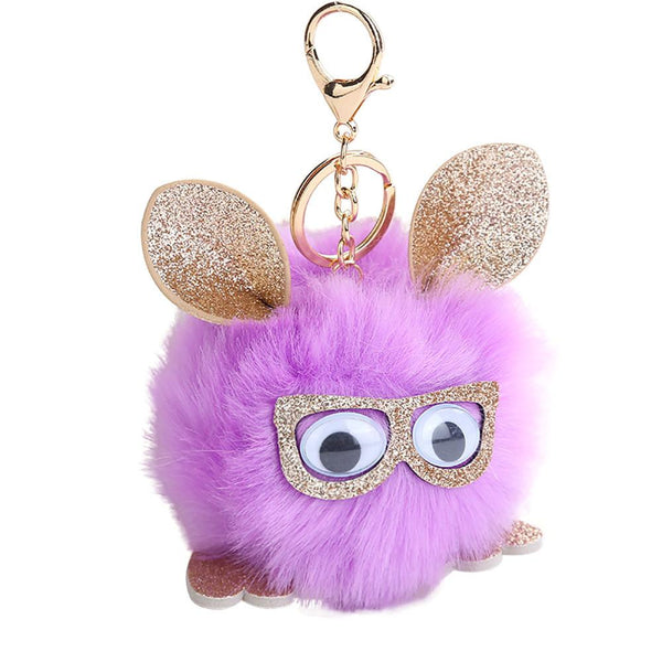 10CM Cute Owl Pendant Women Key Ring Holder Pompoms Key Chains