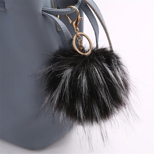 13CM Cute Pendant Women Key Ring Holder Pompoms Key Chains