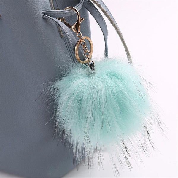 13CM Cute Pendant Women Key Ring Holder Pompoms Key Chains