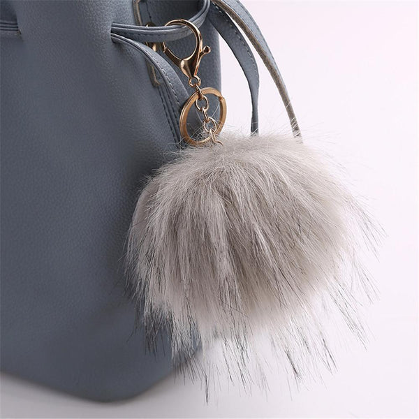 13CM Cute Pendant Women Key Ring Holder Pompoms Key Chains