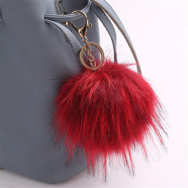 13CM Cute Pendant Women Key Ring Holder Pompoms Key Chains