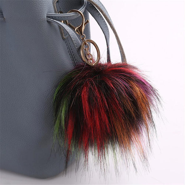 13CM Cute Pendant Women Key Ring Holder Pompoms Key Chains